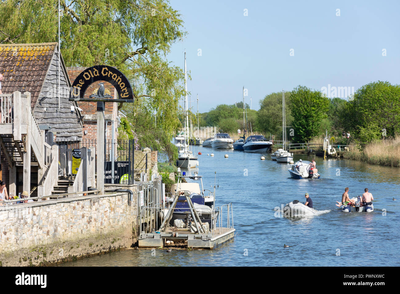 Poole Quay und Frome Fluss, Wareham, Dorset, England, Vereinigtes Königreich Stockfoto