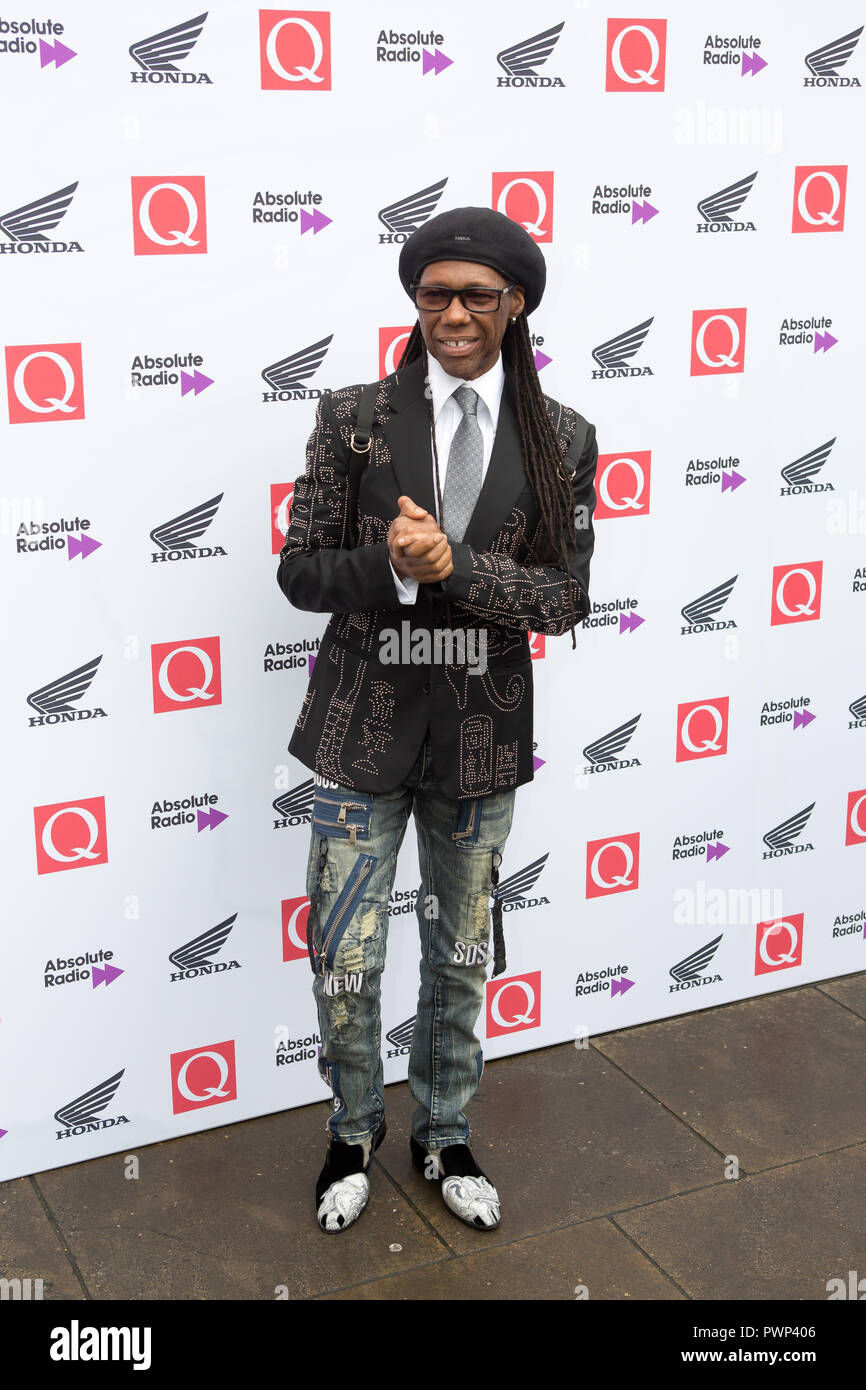 London, Großbritannien. Oktober 2018. The Round House Chalk Farm London UK 17. august 2018 Nile Rogers kommt bei den Q Awards 2018 in Verbindung mit Absolute Radio People in Bild: Nile Rogers Credit: Dean Fardell / Alamy Live News Feed / Alamy Live News Stockfoto