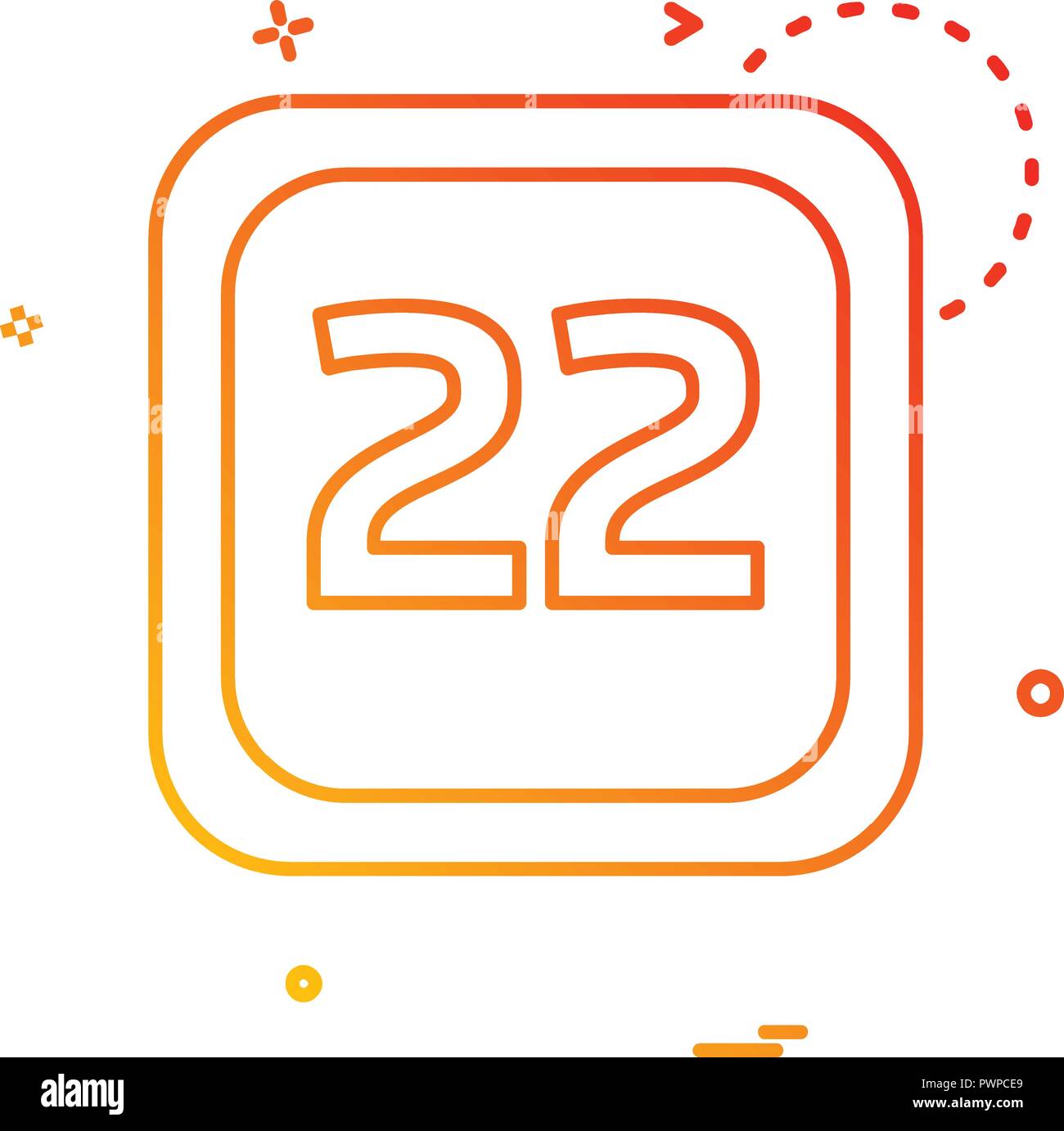 22 Datum Kalender Icon Design Vektor Stock Vektor