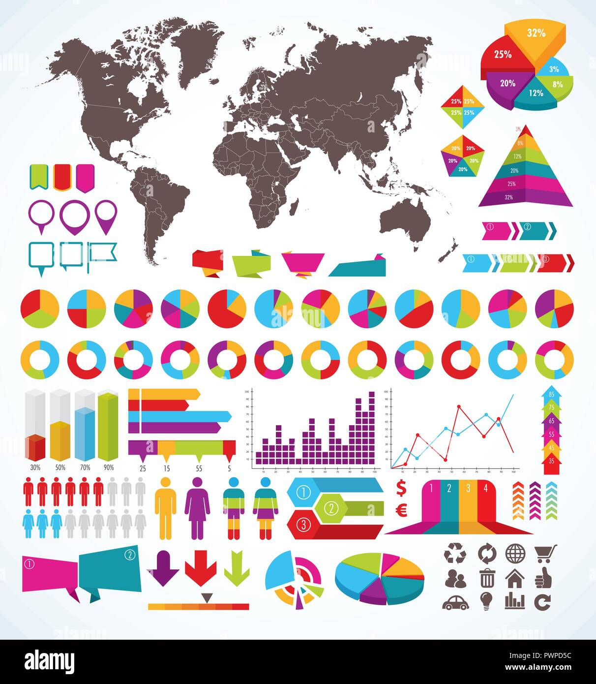 Festlegen von Elementen für Infografik für Ihr Design Stock Vektor