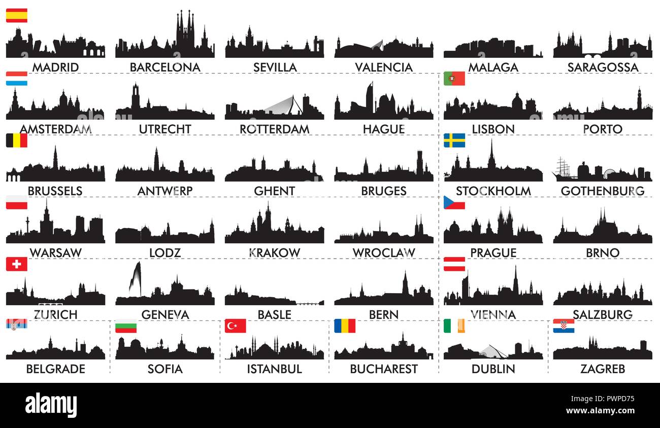Stadt ​​skyline Europäische Länder für Ihr Design Stock Vektor