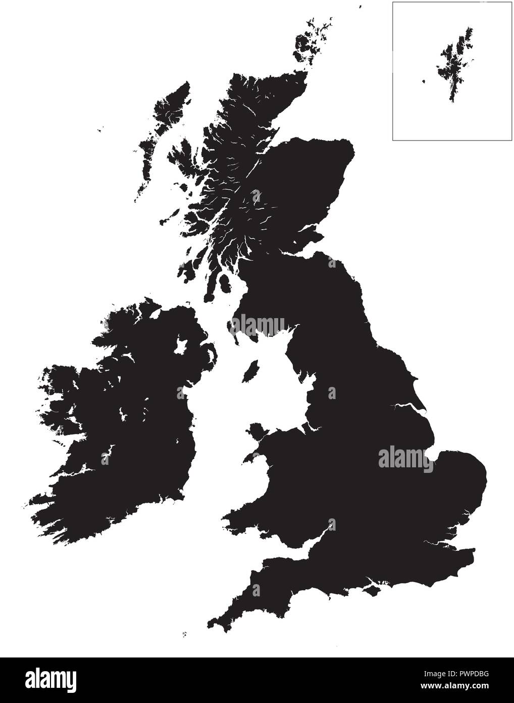 High Detail Karte von Großbritannien und Irland Vector Illustration für Ihr Design Stock Vektor