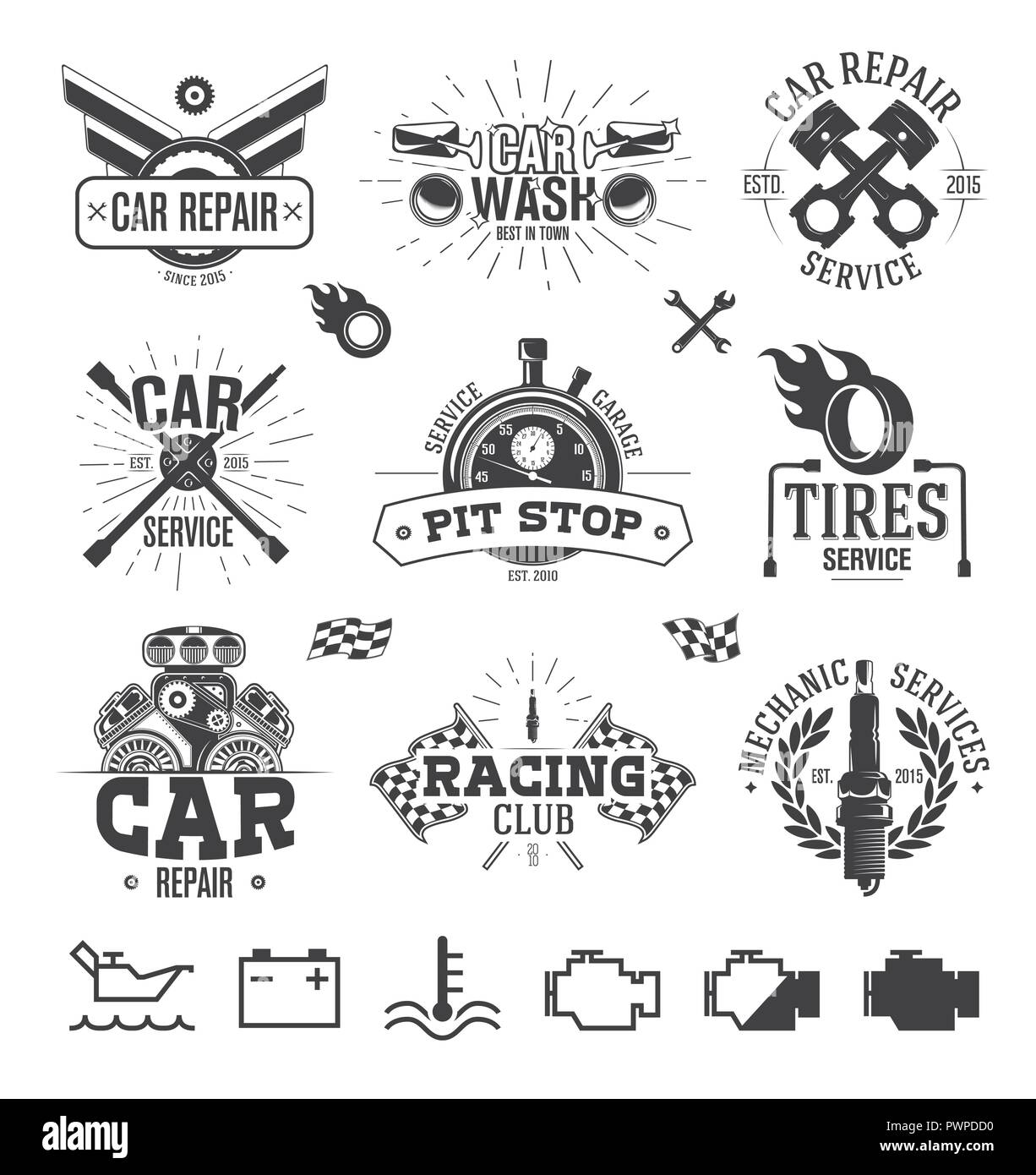 Auto service Labels, Embleme und Logos Vorlage für Ihr Logo Design Stock Vektor