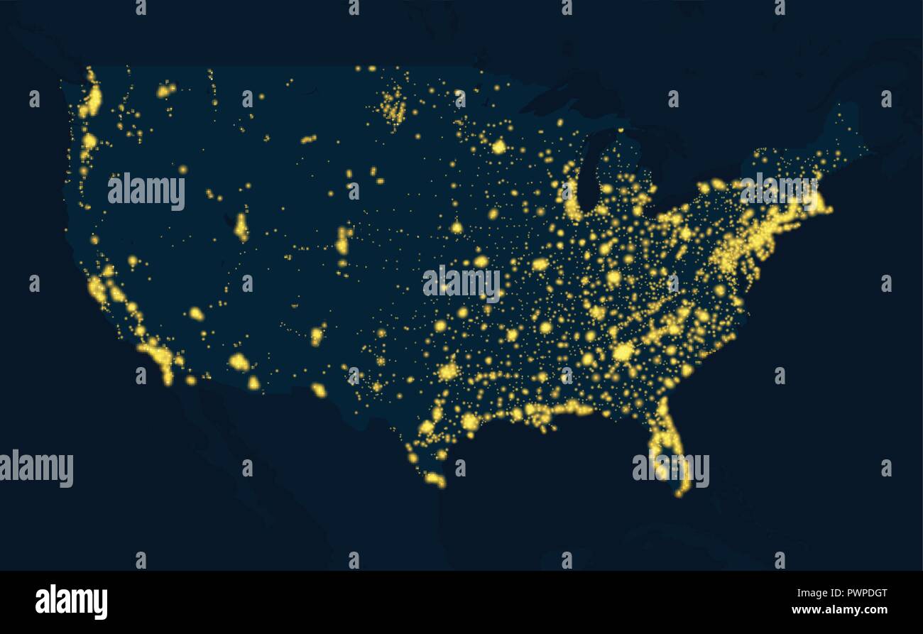 Nacht Karte Vereinigte Staaten von Amerika Vector Illustration für Ihr Design Stock Vektor