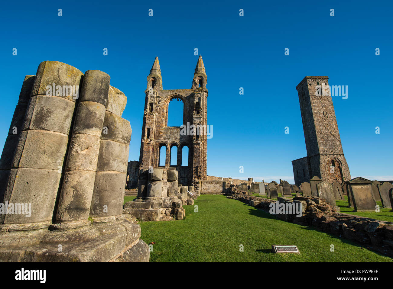 St. Andrews Cathedral und St.'s Tower, St Andrews, Fife, Schottland. Stockfoto
