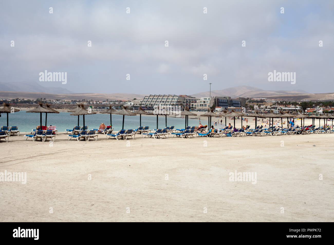 Sandstrand von Caleta de Fuste, Antigua, Fuerteventura, Kanarische Inseln, Spanien Stockfoto