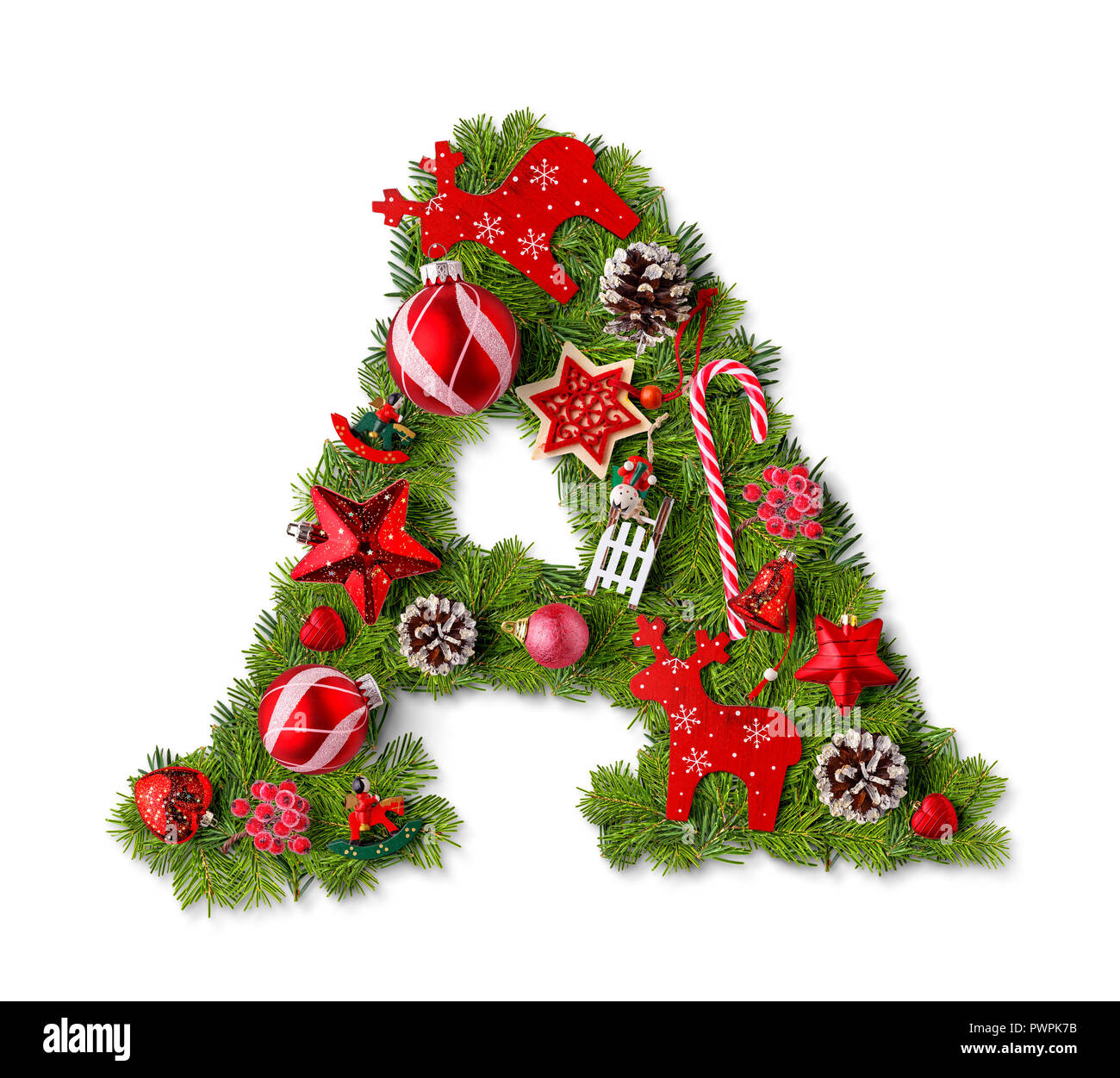 Weihnachten Buchstaben einer isoliert auf weißem Stockfoto