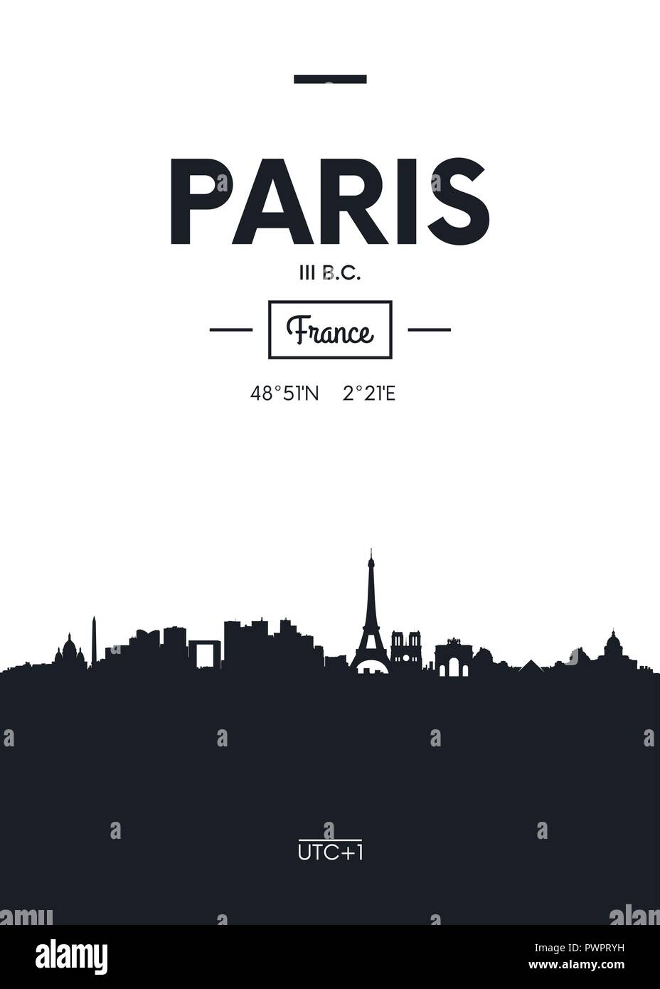 Poster Skyline der Stadt Paris, Flacher Stil Vector Illustration Innenarchitektur design Stock Vektor