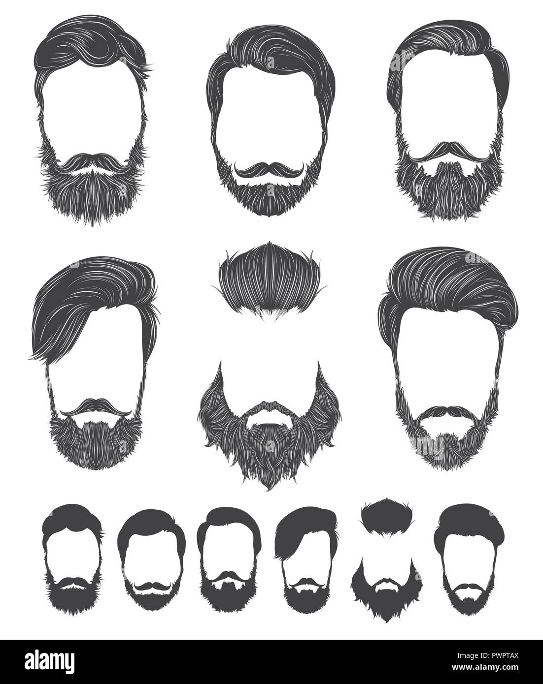 Frisur und Bart hipster Mode, Vektorgrafiken Vorlage für Ihr Design Stock Vektor