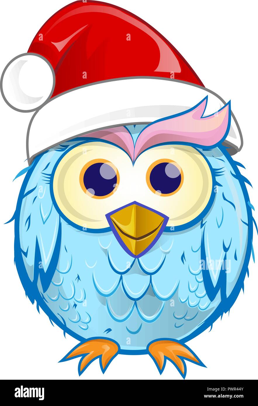 Weihnachten owl Karikatur auf weißem Hintergrund Stock Vektor