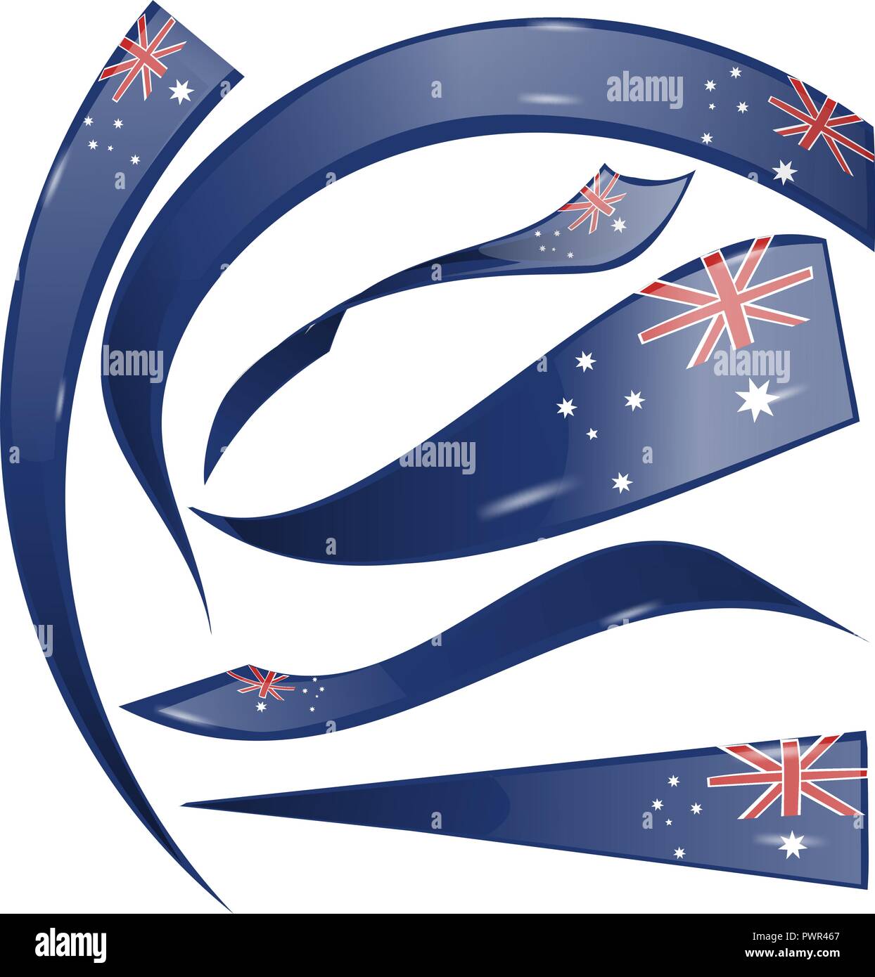 Australien Flag gesetzt auf weißem Hintergrund Stock Vektor