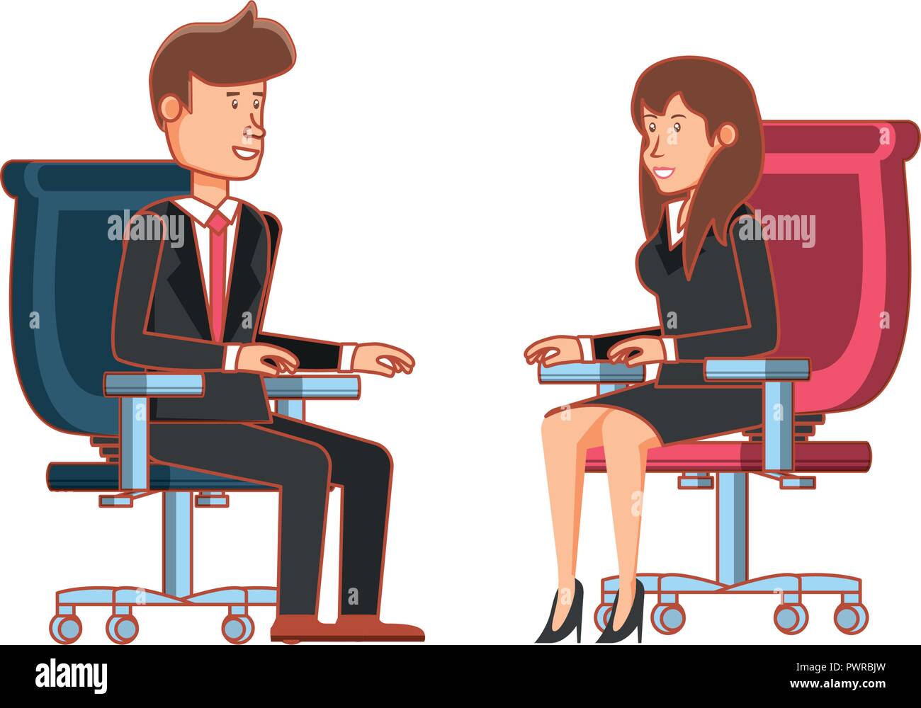 Business Paar in Stuhl Büro Vector Illustration Design sitzen Stock Vektor