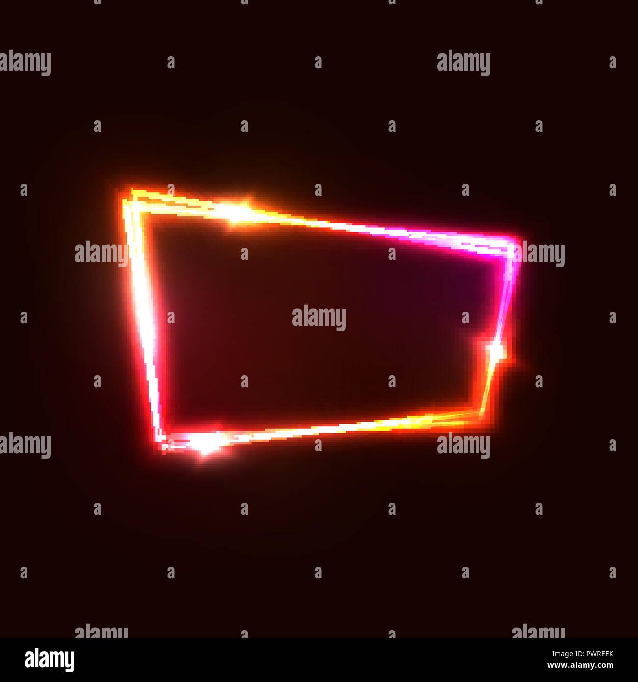 Neon Pink Rot Lila Beschilderung mit Platz für Text auf dunklem Hintergrund rot. Futuristische Night Club Bar oder Casino anmelden. Abstrakte retro Licht Vector Illustration im 80er Jahre Stil. Stock Vektor