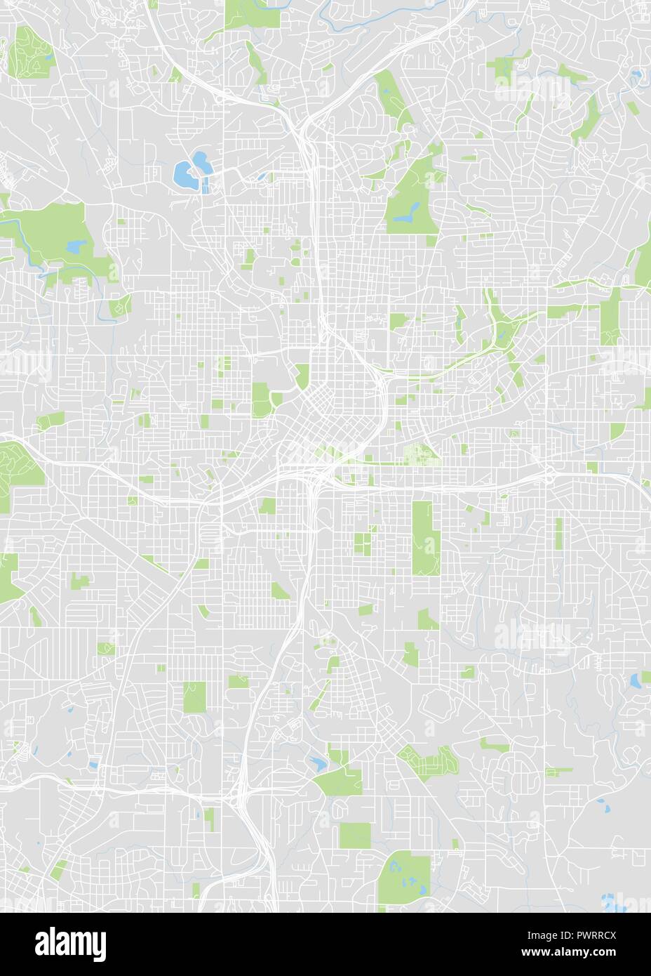 Stadtplan Atlanta, Farbe detaillierten Plan, Vector Illustration detaillierten Plan der Stadt, Flüsse und Straßen Stock Vektor