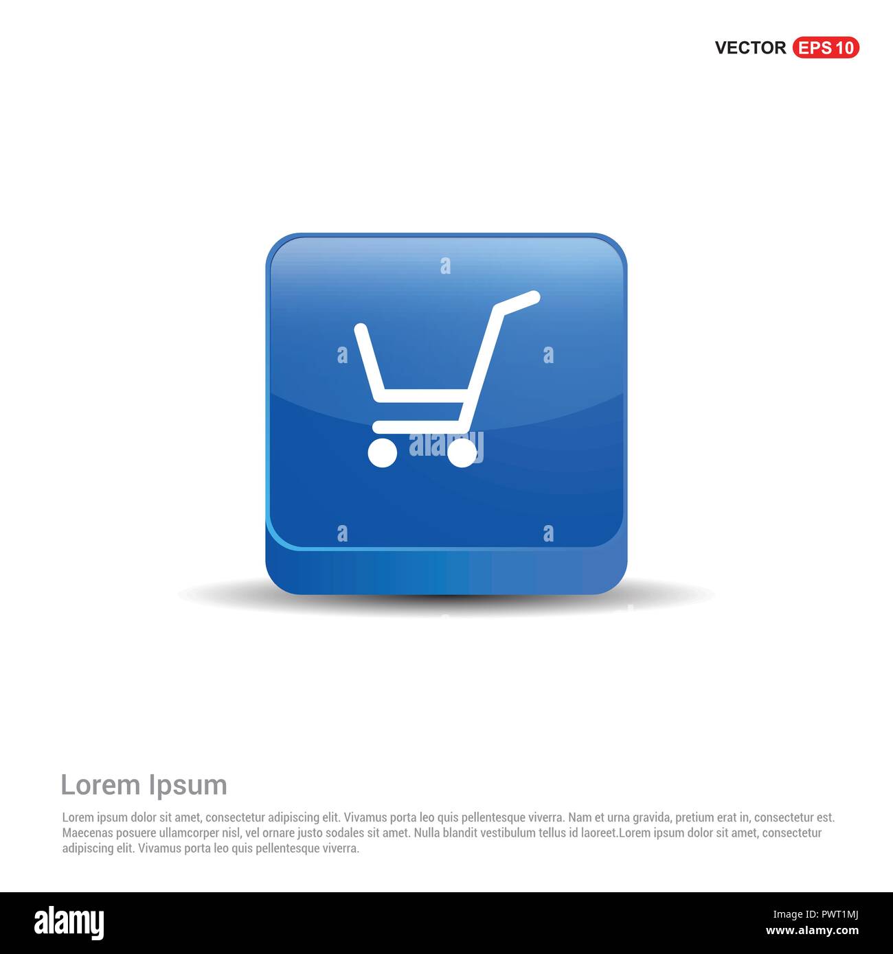 Warenkorb Symbol - 3d-blauen Button. Stock Vektor