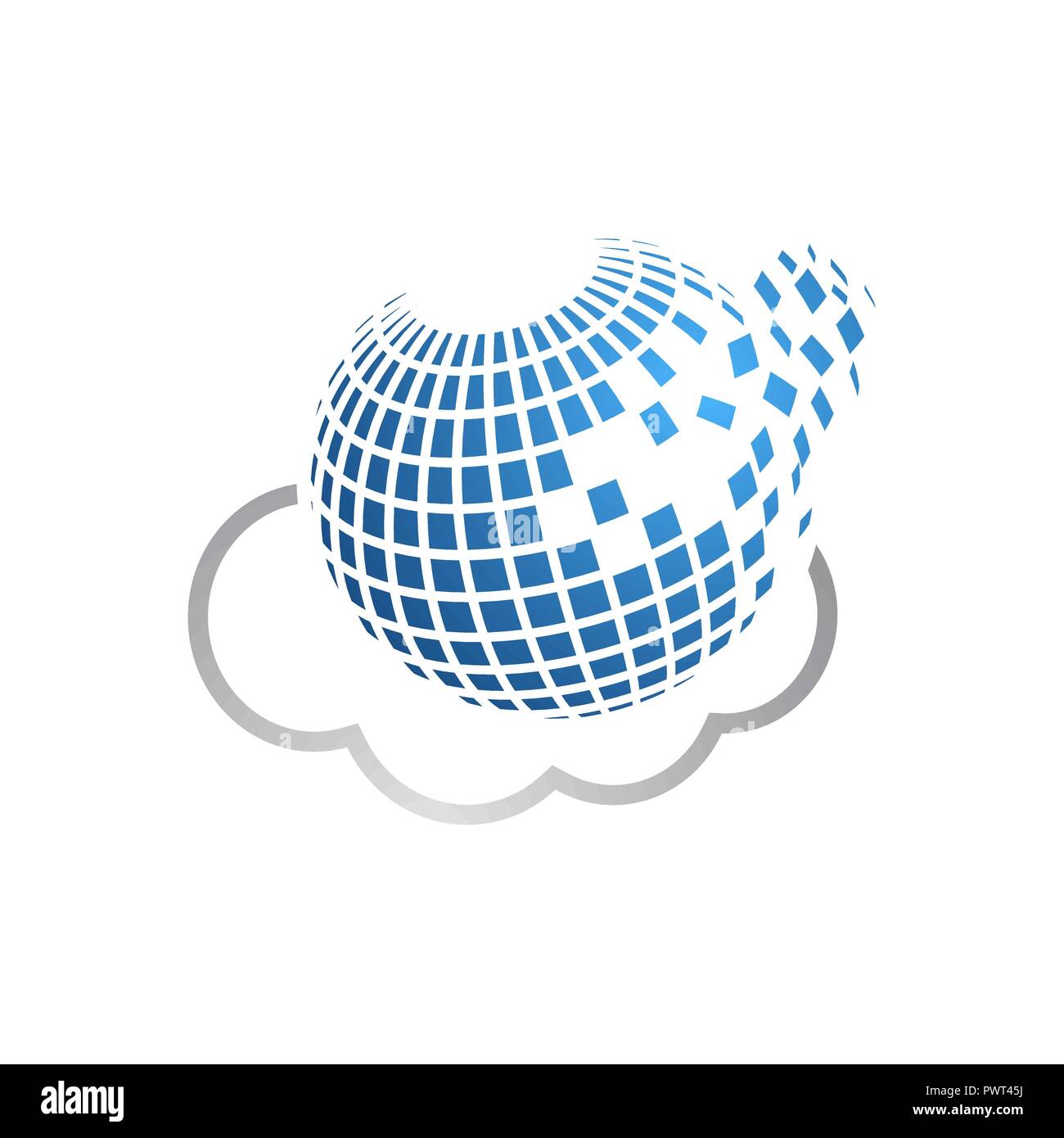 Kreative pixel Globe logo Roten Hintergrund für Ihr Text und Logo Stock Vektor