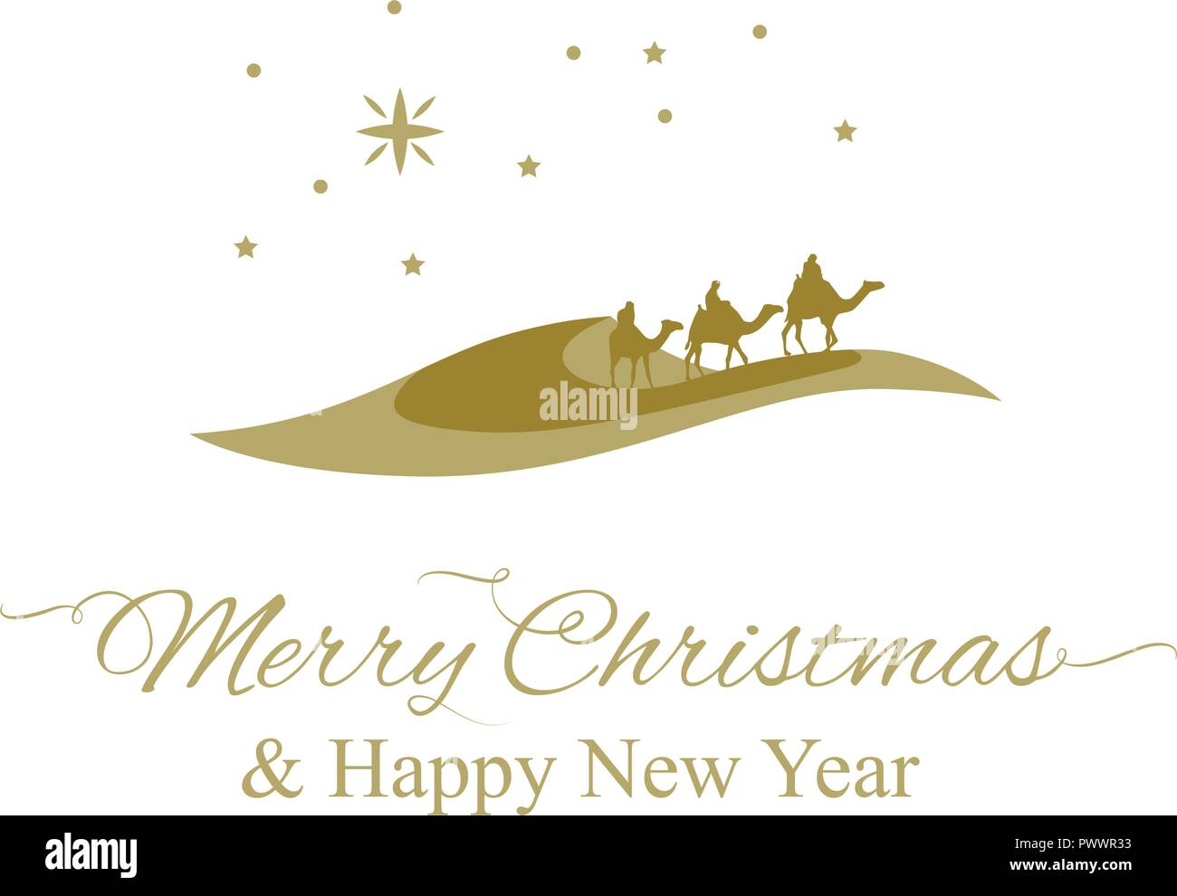 Gold dune Reisende logo, Weihnachten Szene, drei weiser Mann Stock Vektor