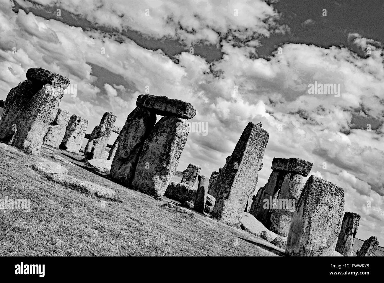 Stone Henge Schwarz und Weiß Stockfoto