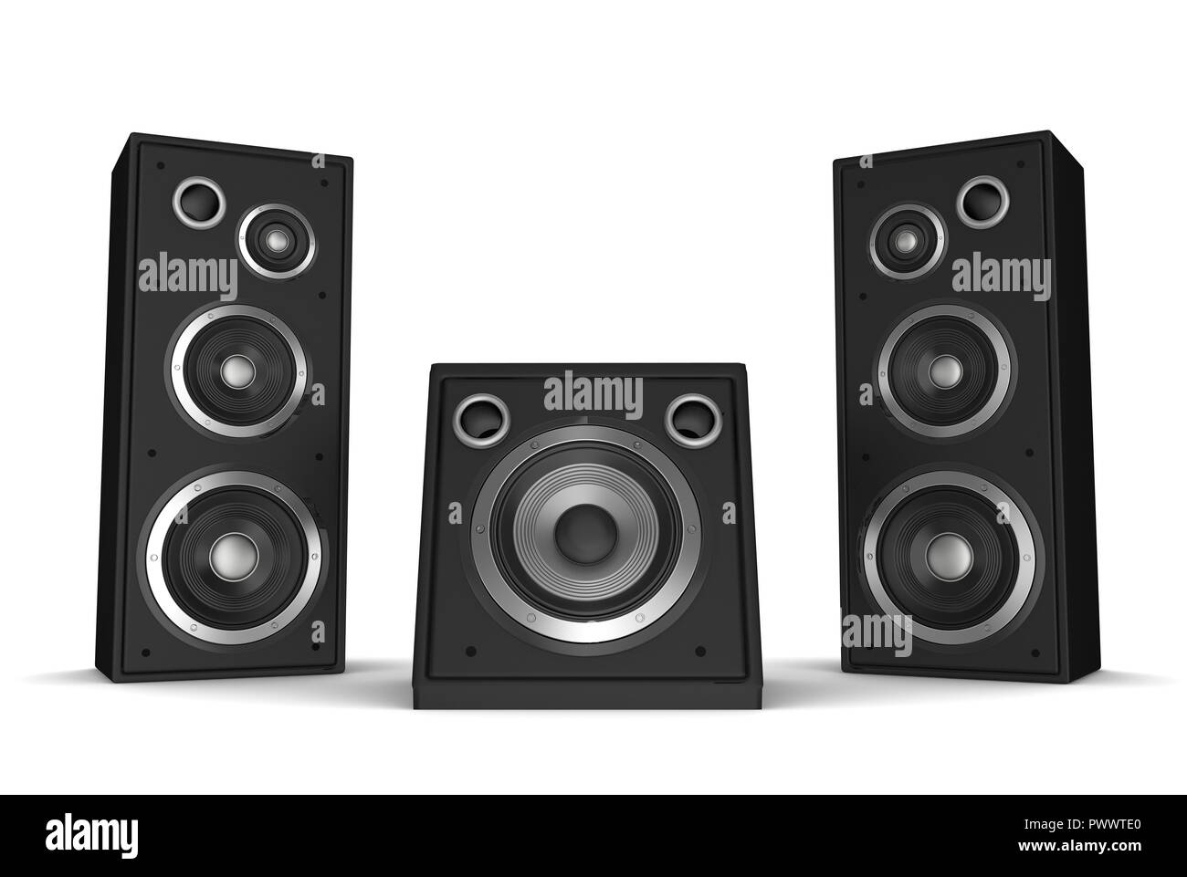 Lautsprecher Konzept 3d-Abbildung auf weißem Hintergrund Stockfoto