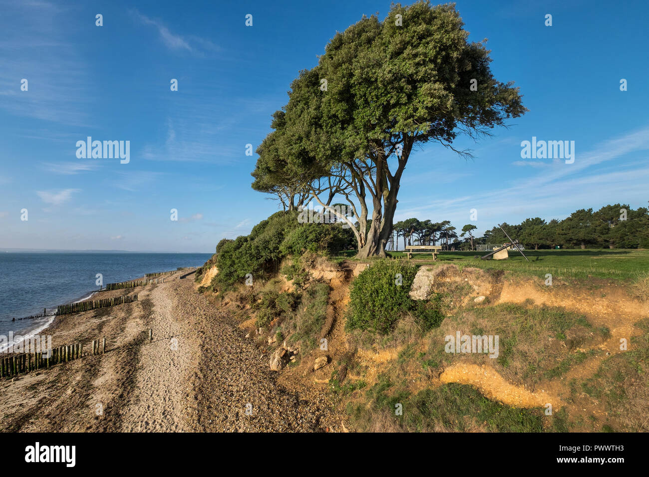 Lepe Strand und Country Park im New Forest, Hampshire, Großbritannien Stockfoto Lepe Strand und Country Park im New Forest, Hampshire, Großbritannien Stockfoto