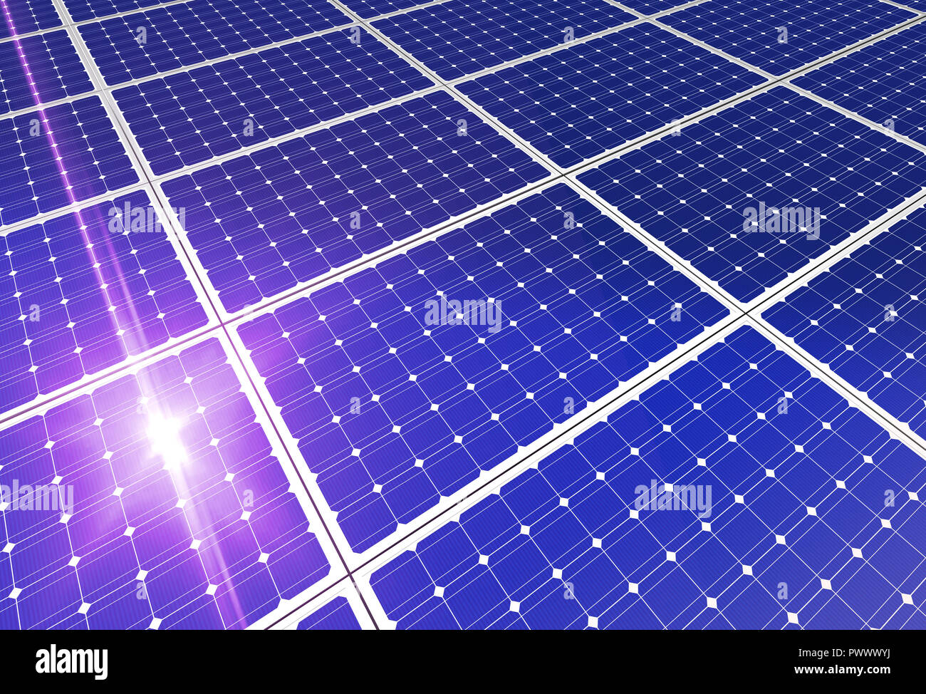 Solar Panel Konzept 3d-Abbildung mit reflektiertem Oberfläche Stockfoto