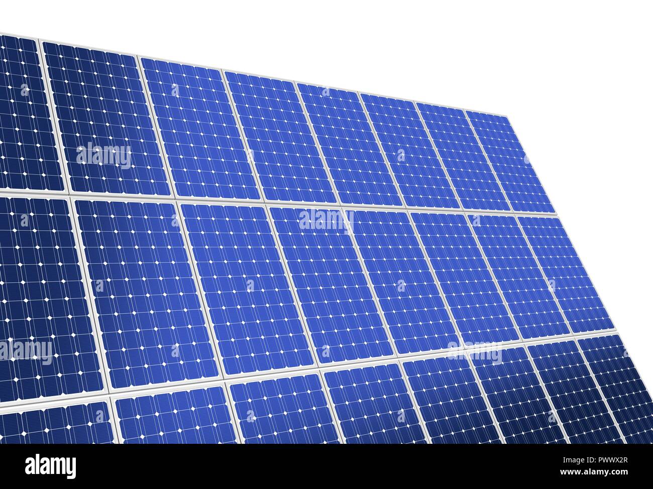 Solar Panel Konzept 3d-Abbildung auf weißem Hintergrund Stockfoto
