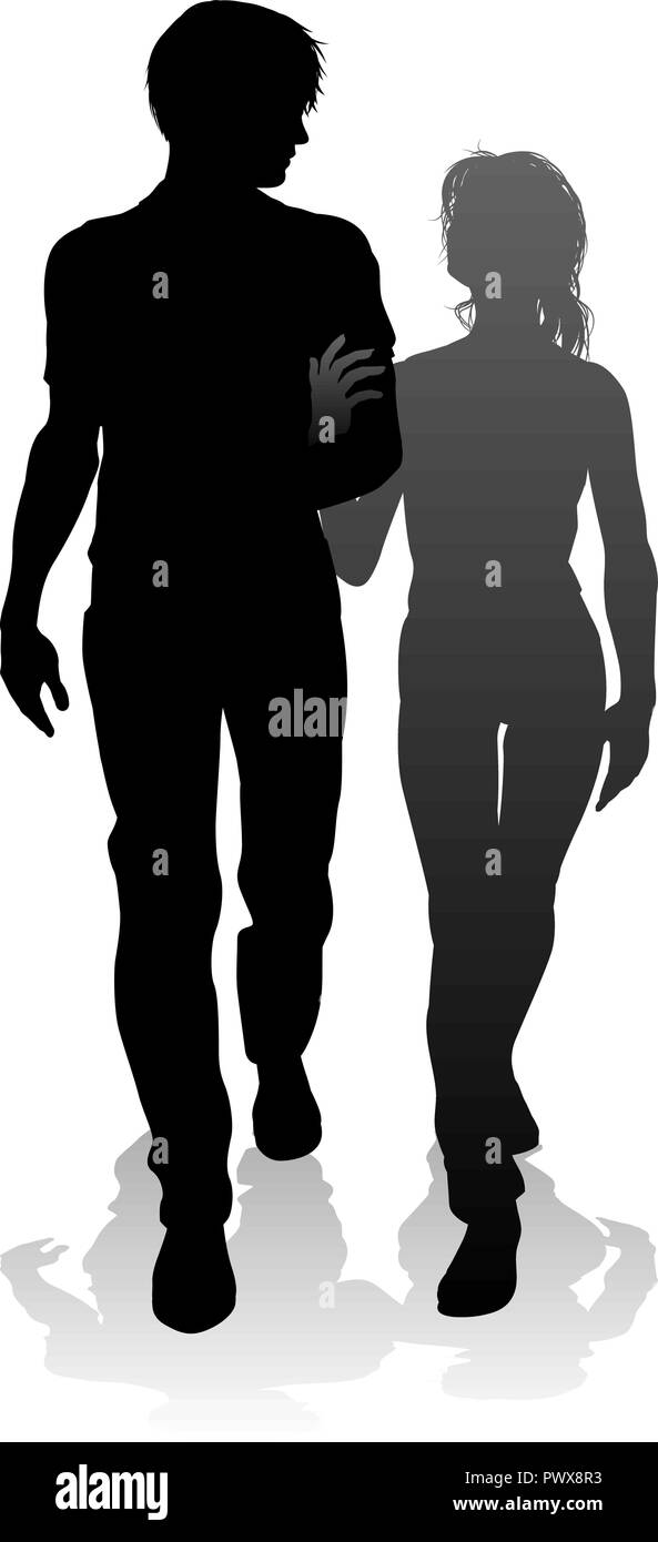 Junges Paar Leute Silhouette Stock Vektor