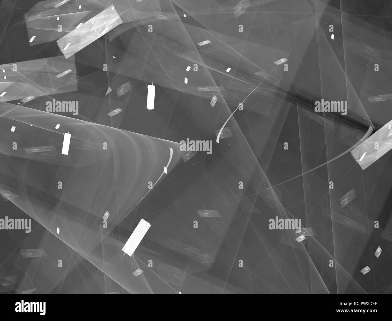 Glühende Rechtecke Fraktale, neue Technologie, Computer-generierte Zusammenfassung Hintergrund, Schwarze und Weiße, 3D-Rendering Stockfoto