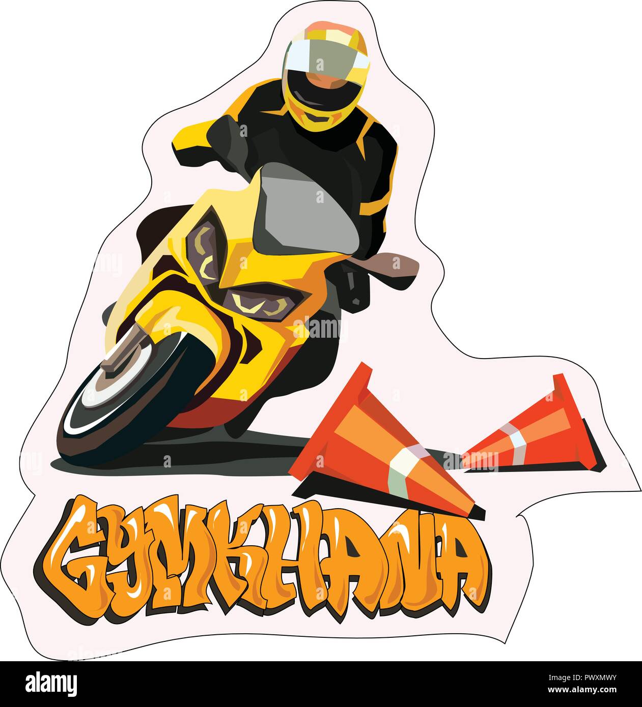 Moto Sport Aufkleber Vector Illustration für Drucken Stock Vektor