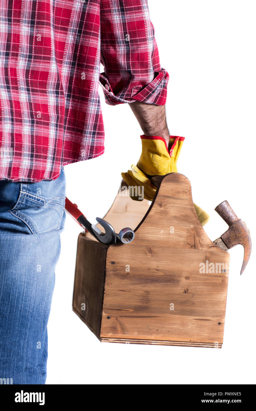 Porträt einer Heimwerker mit den wichtigsten Tools Stockfoto