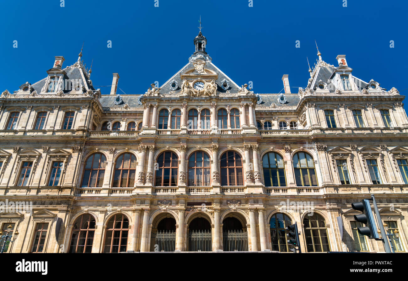 Das Palais de la Bourse, ein historisches Denkmal in Lyon, Frankreich Stockfoto