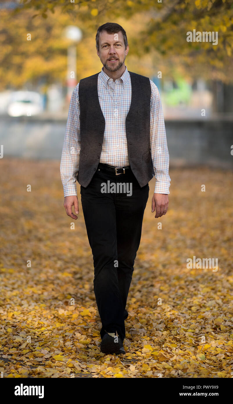 Dresden, Deutschland. Okt, 2018 18. Oper Sänger Georg Zeppenfeld. Die international renommierte Bass wird die Semperoper Foundation Prize am 21. Oktober 2018 erhalten. Credit: Monika Skolimowska/dpa-Zentralbild/dpa/Alamy leben Nachrichten Stockfoto