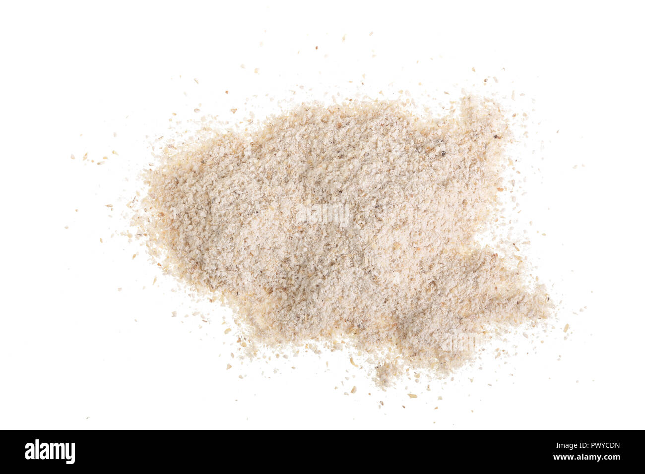 Hafer auf weißem Hintergrund. Ansicht von oben. Flach. Stockfoto