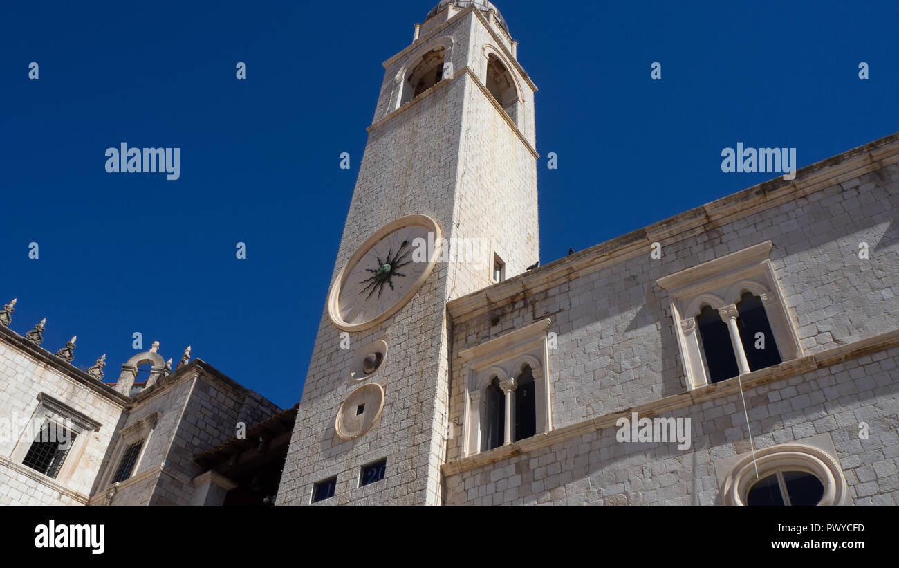 Clock Tower in der historischen Altstadt von Dubrovnik Stockfoto