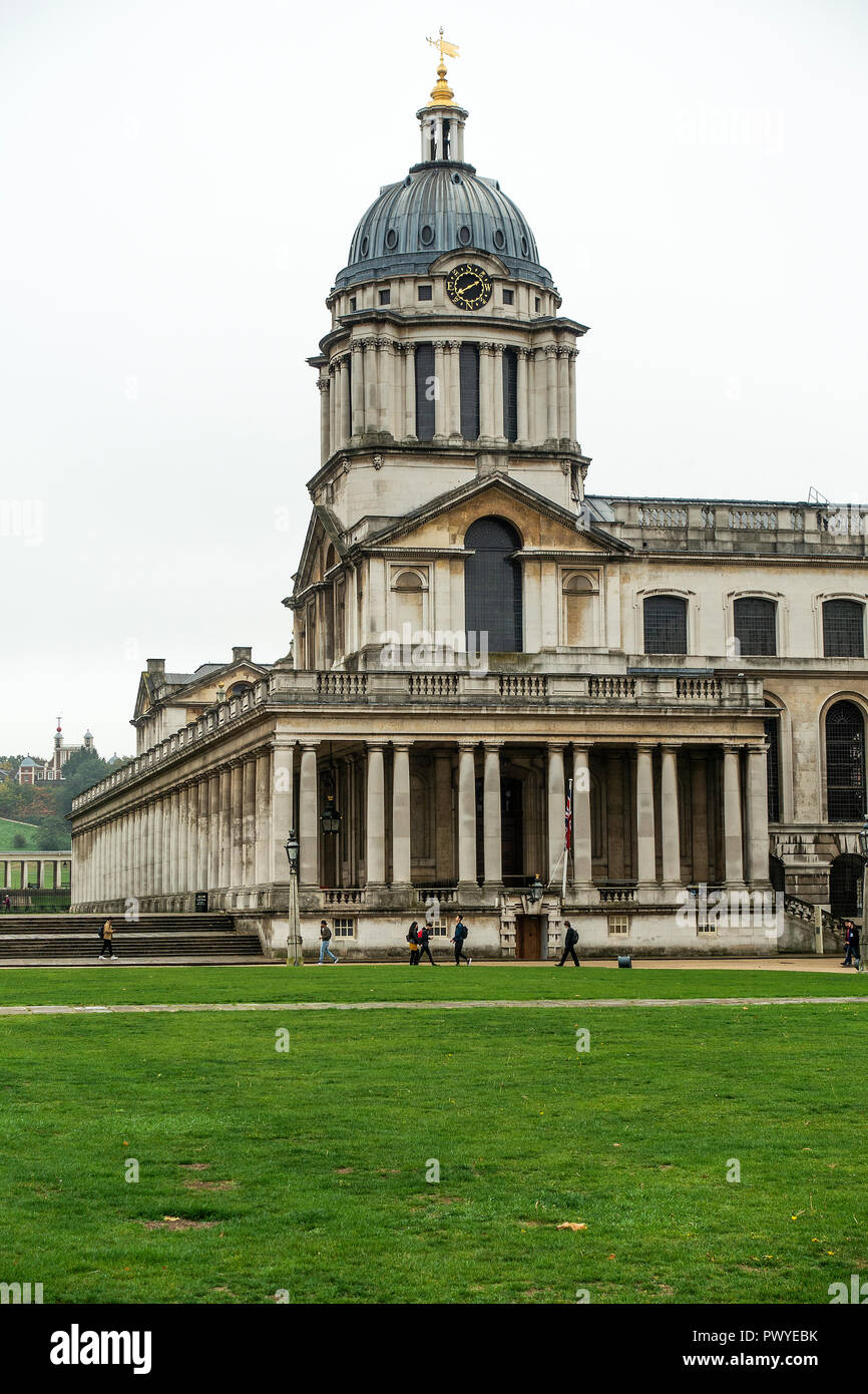 Die ehemalige Royal Naval College am Südufer der Themse in Greenwich London England United Kingdom UK Stockfoto