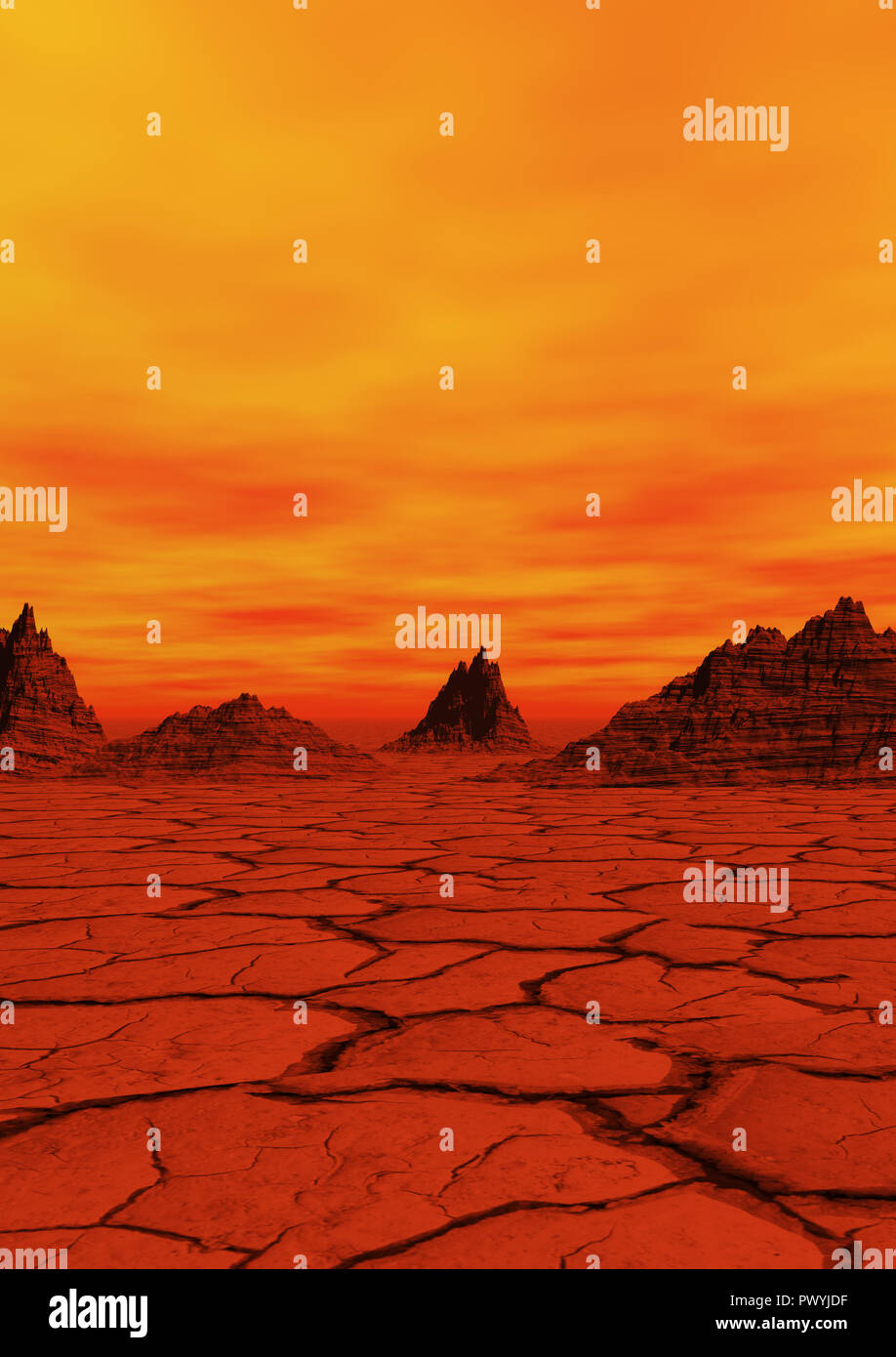 Red Planet Abbildung mit Wüste Boden Stockfoto