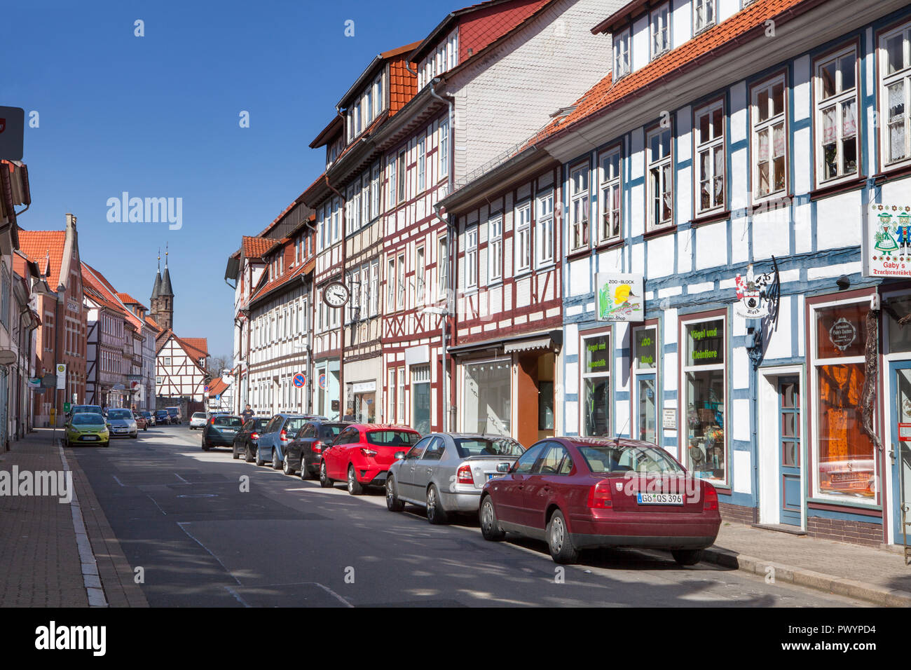 Fachwerkhäuser, Duderstadt, Niedersachsen, Deutschland, Europa Stockfoto
