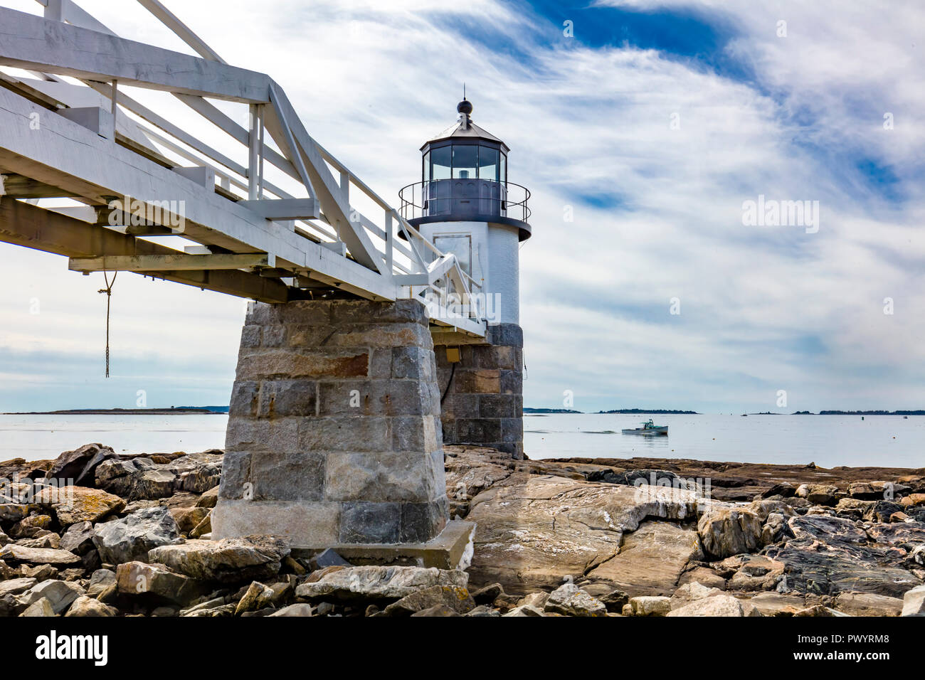 Marshall Point Light Station gebaut 1857 in Port Clyde Maine Stockfoto