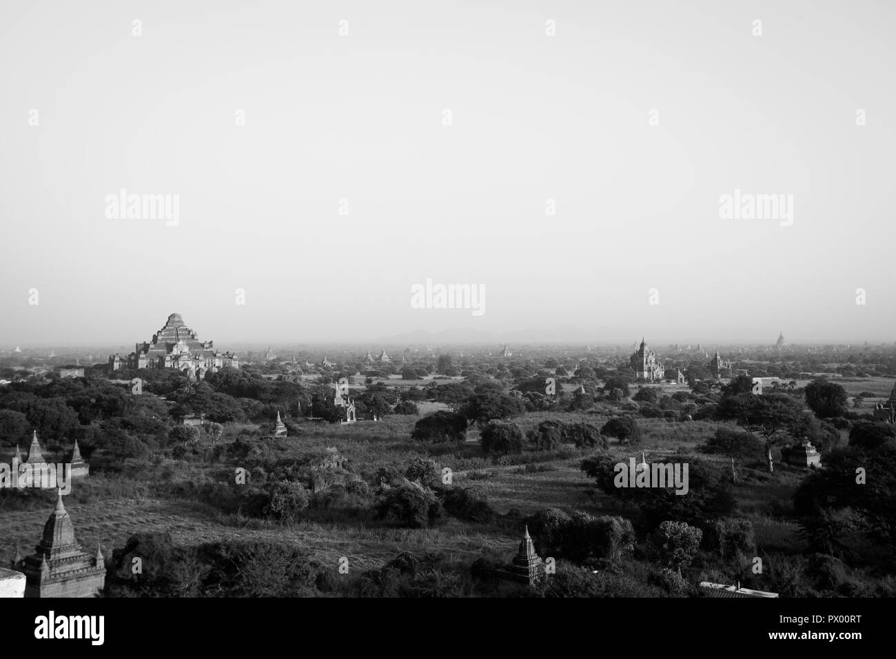 Panoramablick von Bagan Stupas und Tempeln, Myanmar Stockfoto