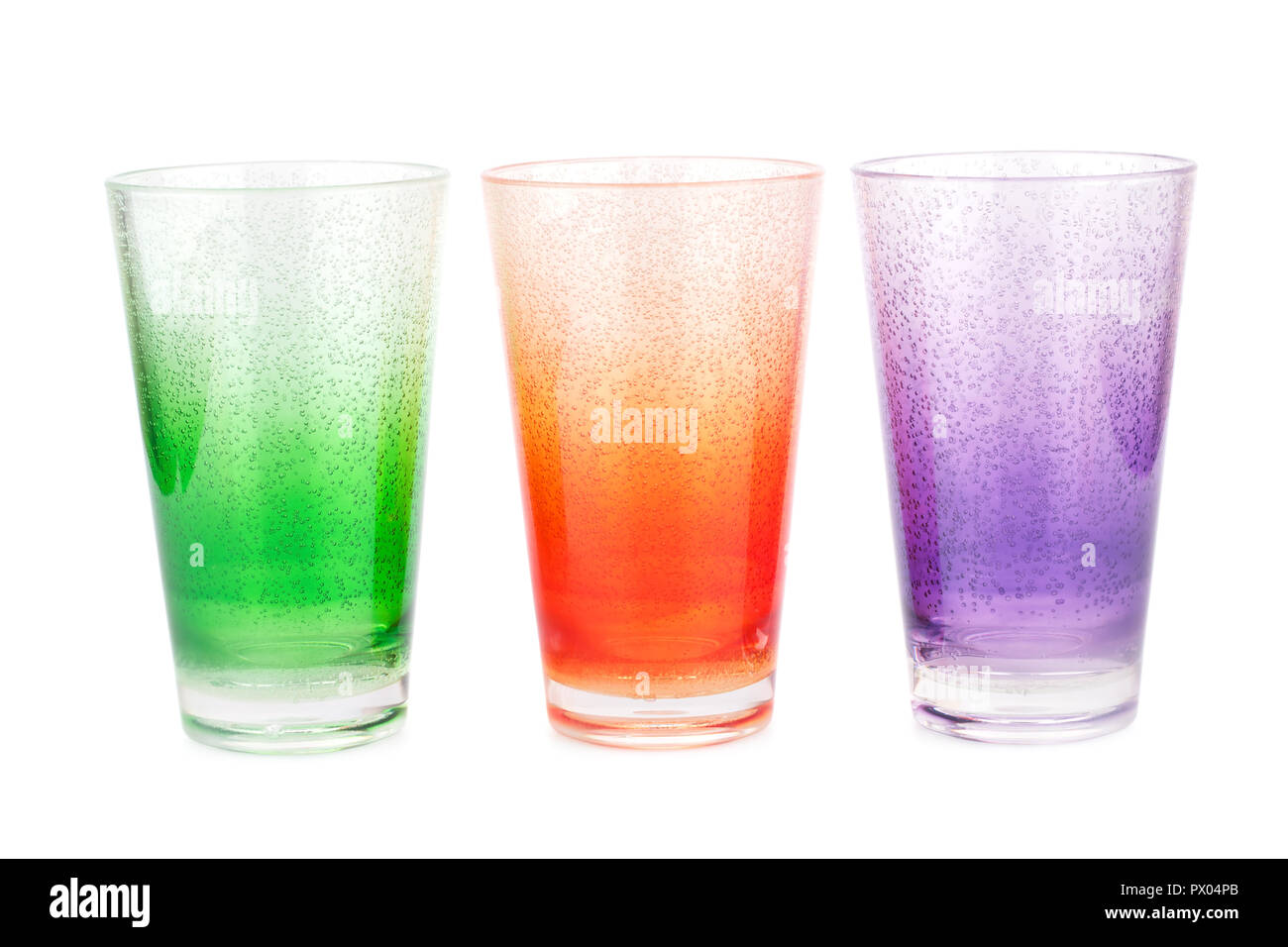 Bunte Kunststoff Brille isoliert auf weißem Hintergrund. Stockfoto