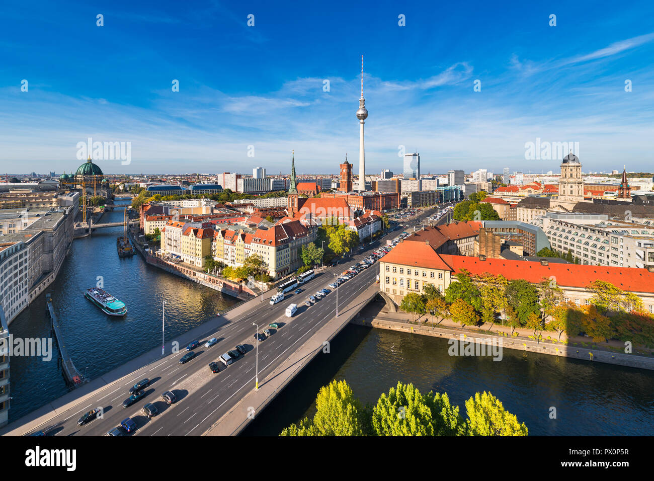 Berlin Skyline Panorama, Deutschland Stockfoto