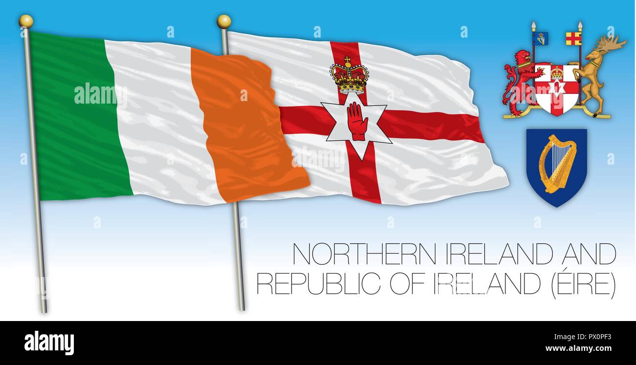 Irland und Nordirland Fahnen, Vector Illustration, Europa Stock Vektor