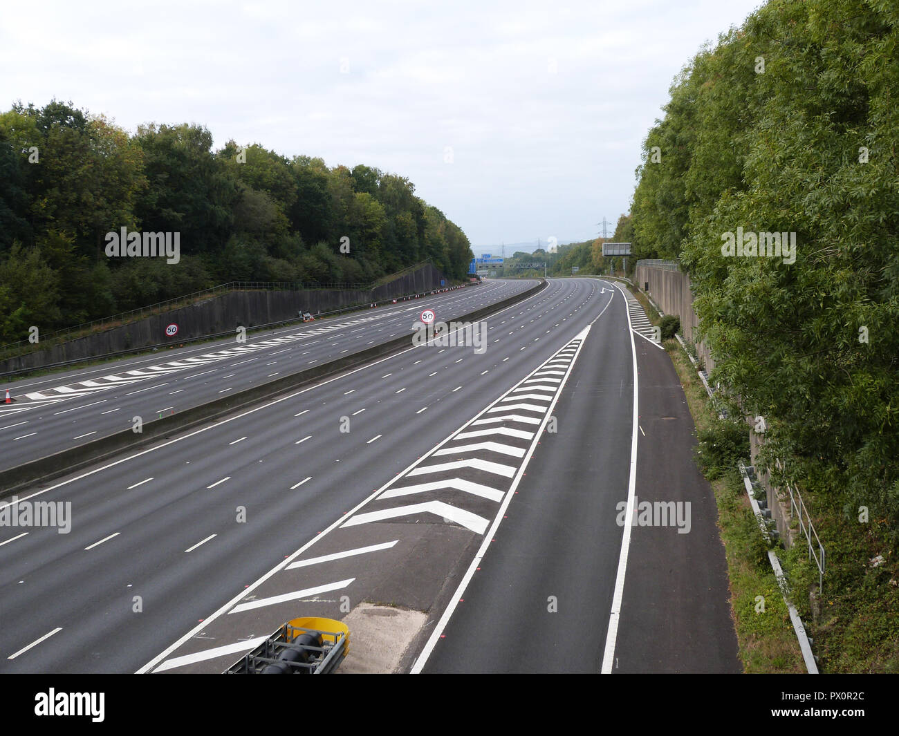 Autobahn M27 geschlossen für Brücke demoltion an Rownhams 2018 Stockfoto