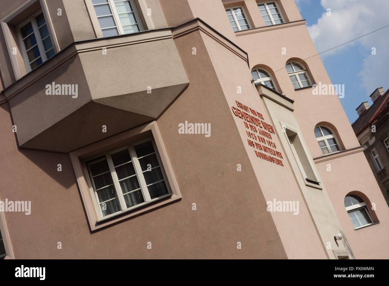 Wien, Gemeindebau des "Roten Wien" - Wien, Rat Tenement Blocks, 'roten Wien', meiselstraße 67 - 69, Sebastian-Kelch-Gasse, Cervantesgasse, Anton Dr Stockfoto