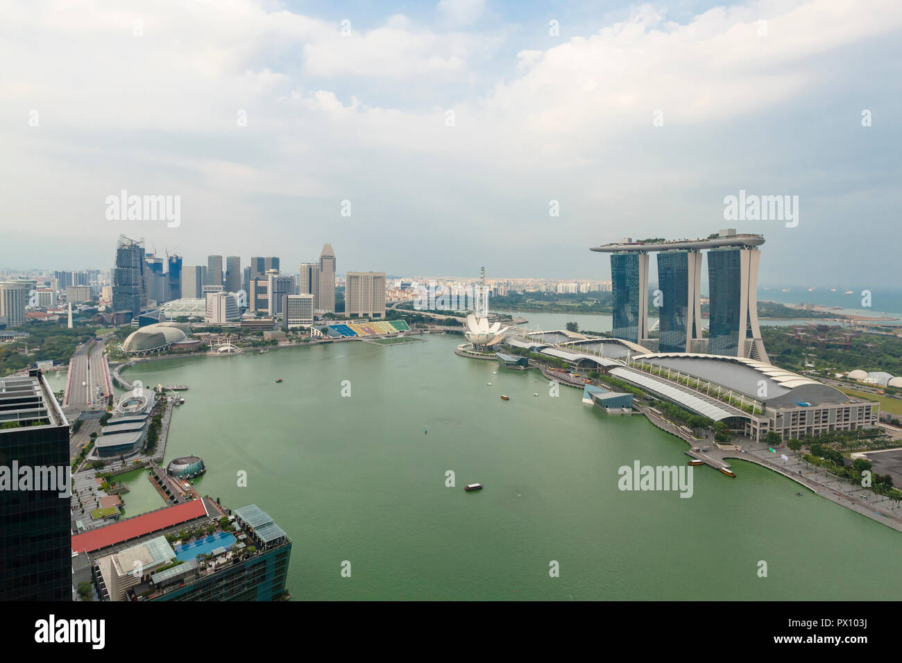 Luftaufnahme von Marina Bay cityscape in Singapur Stockfoto