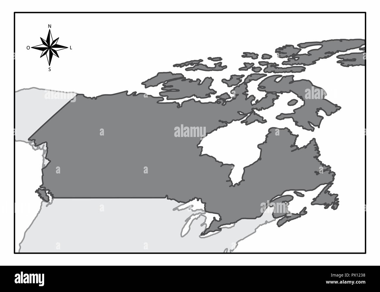 Die Karte von Kanada und seine Position in Nordamerika Stock Vektor