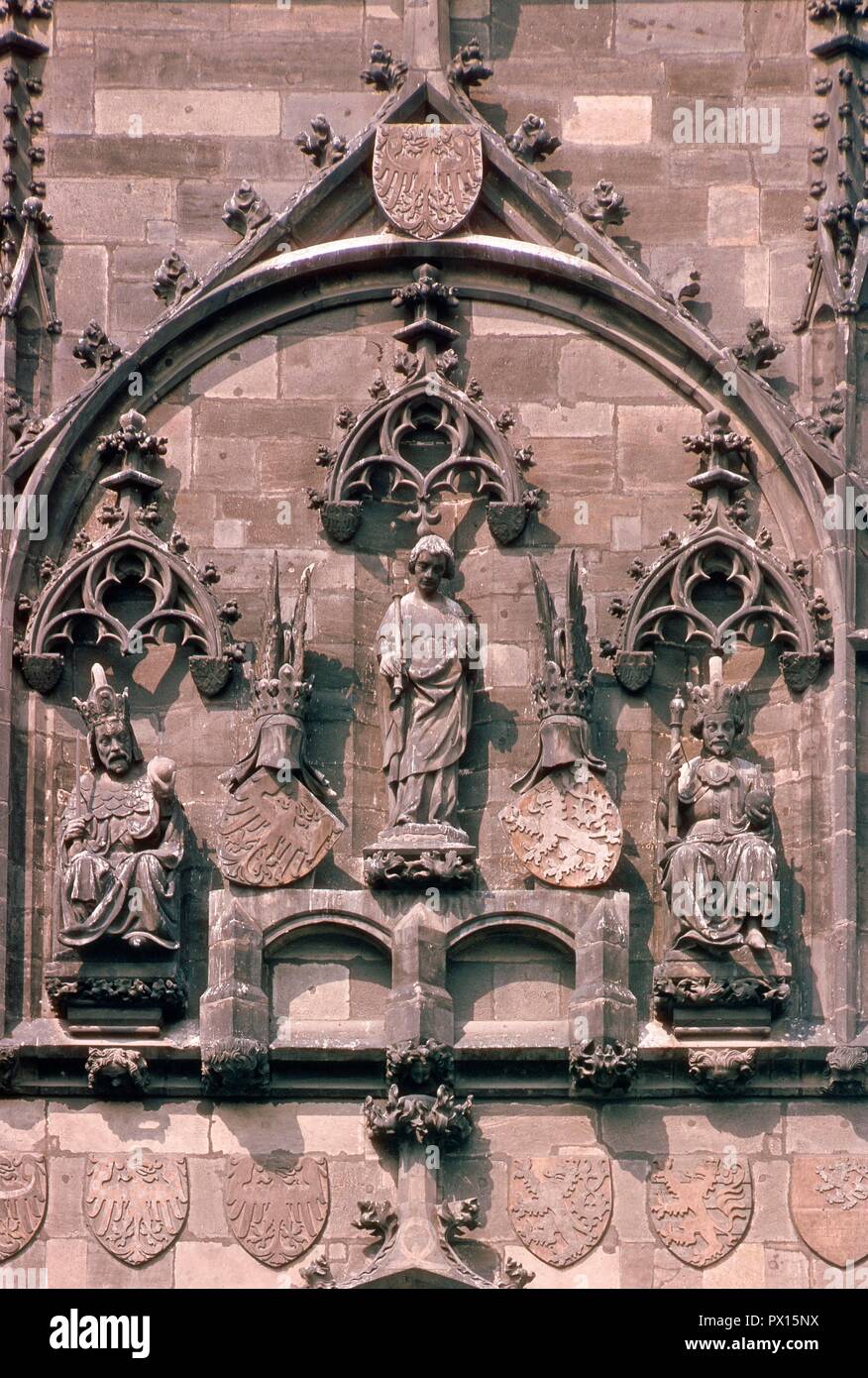Las MEJORES DE UNA DE LAS ESCULTURAS DE LA TORRE DEL PUENTE DE CARLOS IV - 1346-1378. Autor: PARLER, Peter. Ort: Puente de Carlos IV. PRAG. Der TSCHECHISCHEN REPUBLIK. Stockfoto