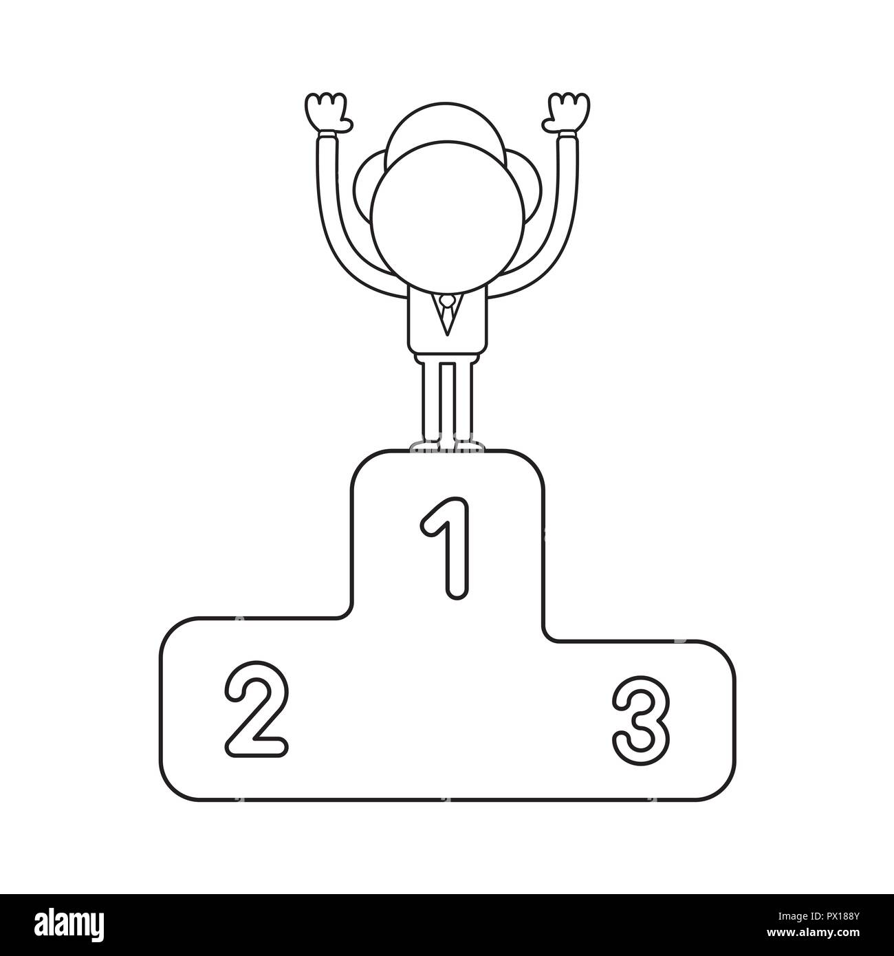 Vector Illustration Konzept der Geschäftsmann Zeichen stehen auf den ersten Platz der Siegertreppchen. Schwarzer outline. Stock Vektor Vector Illustration Konzept der Geschäftsmann Zeichen stehen auf den ersten Platz der Siegertreppchen. Schwarzer outline. Stock Vektor