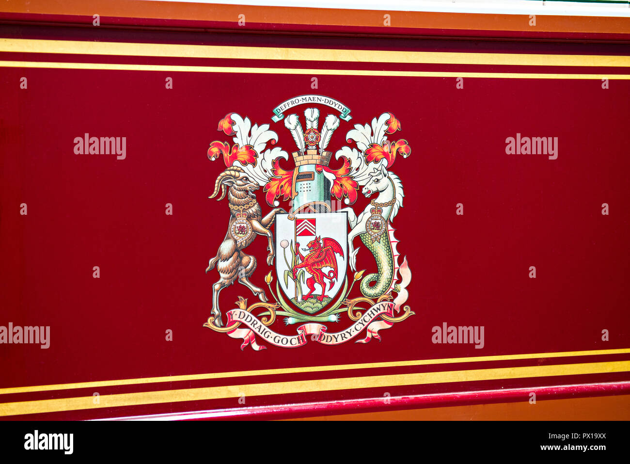Wales National Emblem an crich Tramway Museum im Dorf von Crich, Derbyshire, Großbritannien Stockfoto
