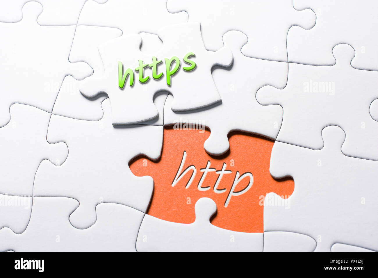 Die Worte, die HTTPS und HTTP In fehlende Stück Puzzle Stockfoto